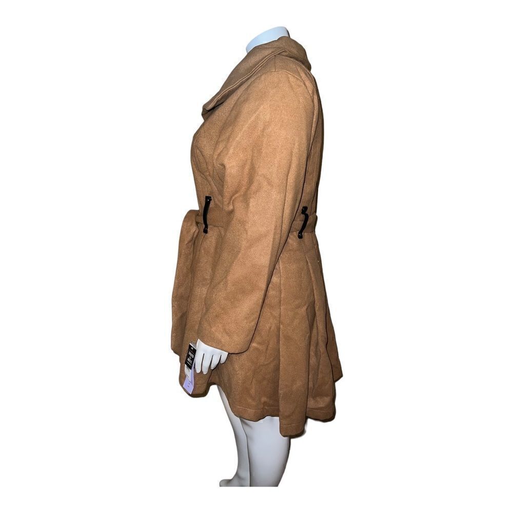 Madden Girl Juniors Drama Belted Skirted Camel Coat Plus Size 3X NWT - Picture 4 of 9